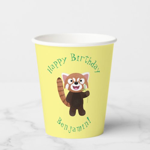Cute red panda cartoon illustration paper cups