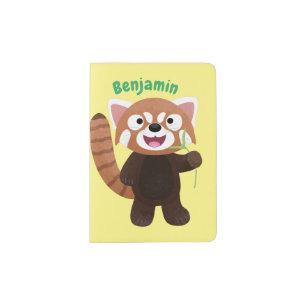 Cute red panda cartoon illustration passport holder