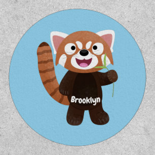 Cute red panda cartoon illustration patch