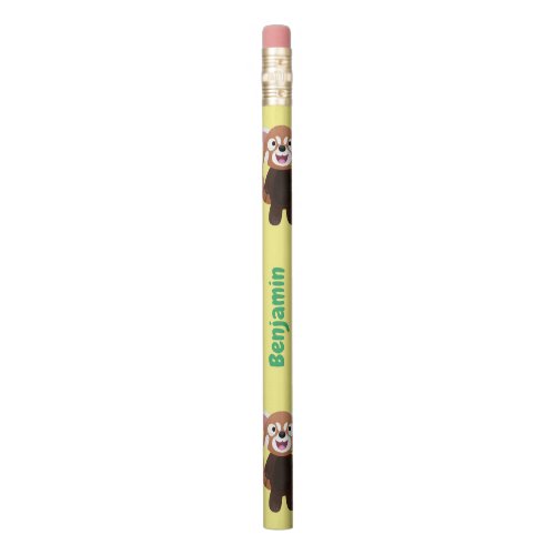 Cute red panda cartoon illustration pencil