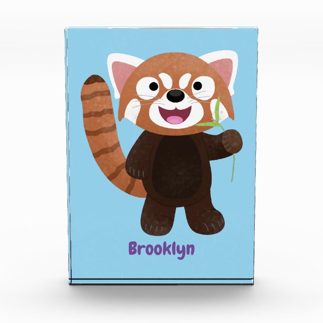 Cute red panda cartoon illustration photo block (Front)
