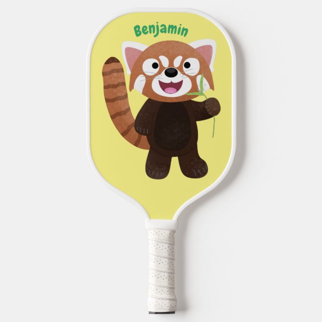Cute red panda cartoon illustration  pickleball paddle (Front)