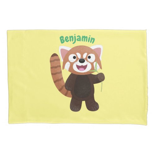 Cute red panda cartoon illustration pillow case