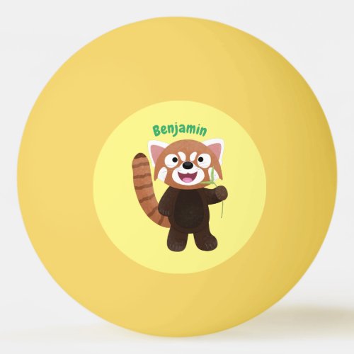 Cute red panda cartoon illustration ping pong ball