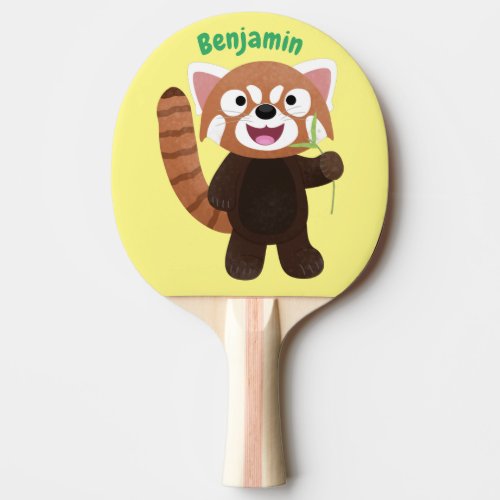 Cute red panda cartoon illustration ping pong paddle