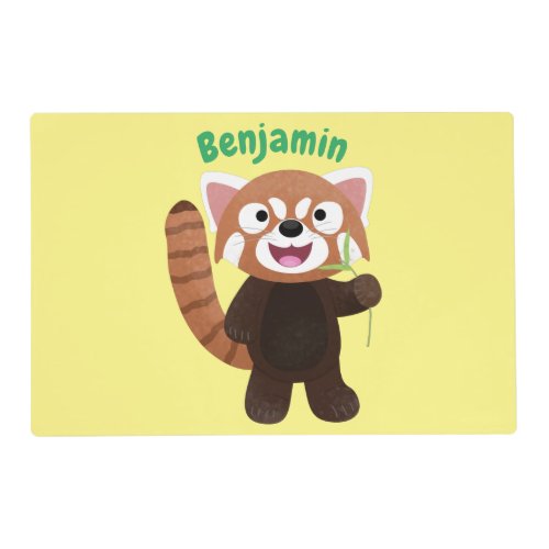 Cute red panda cartoon illustration placemat