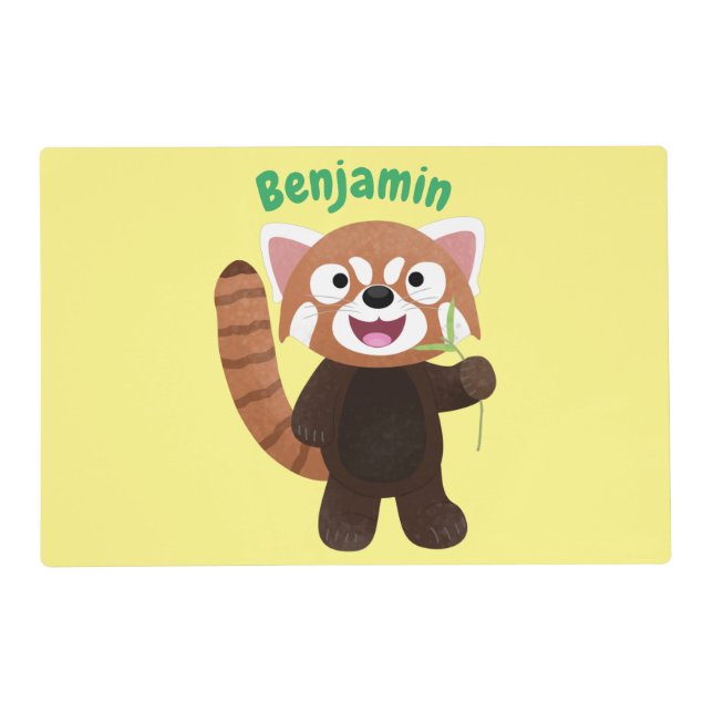 Cute red panda cartoon illustration placemat (Front)
