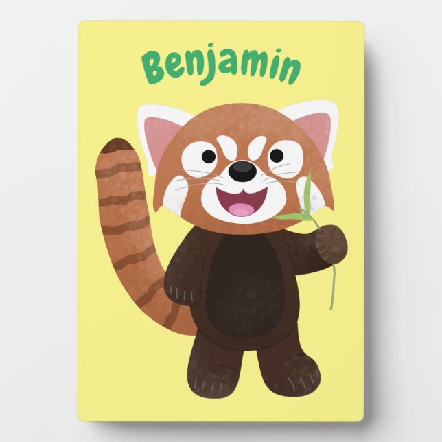 Cute red panda cartoon illustration plaque (Front)