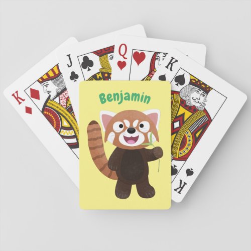 Cute red panda cartoon illustration poker cards