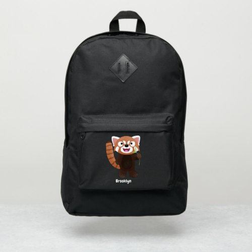 Cute red panda cartoon illustration port authority backpack