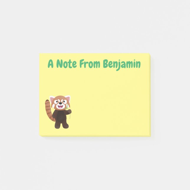 Cute red panda cartoon illustration post-it notes (Front)