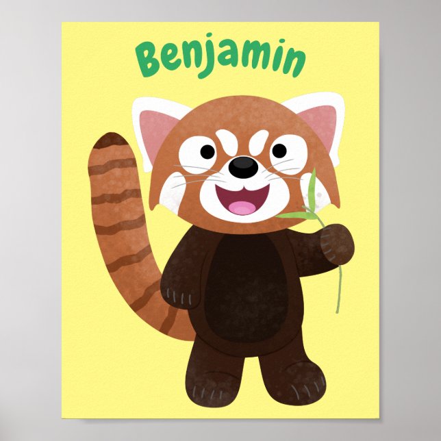 Cute red panda cartoon illustration poster (Front)