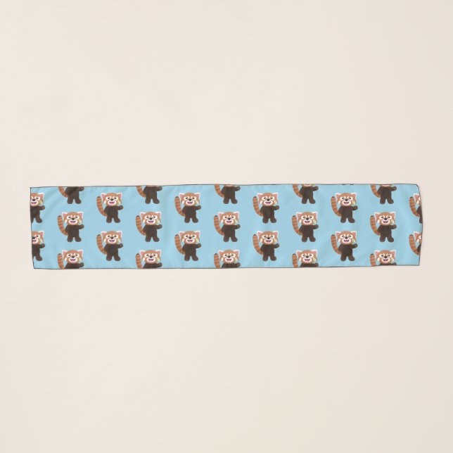 Cute red panda cartoon illustration scarf (Front (Horizontal))