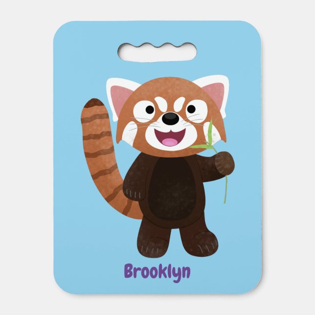 Cute red panda cartoon illustration seat cushion (Front Vertical)