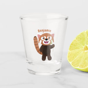 Cute red panda cartoon illustration shot glass