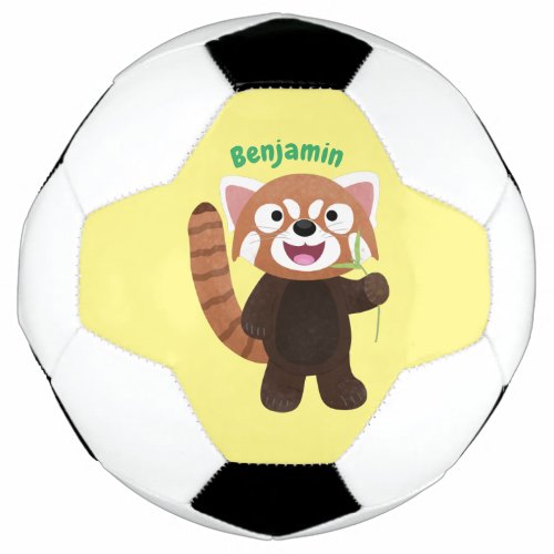 Cute red panda cartoon illustration soccer ball