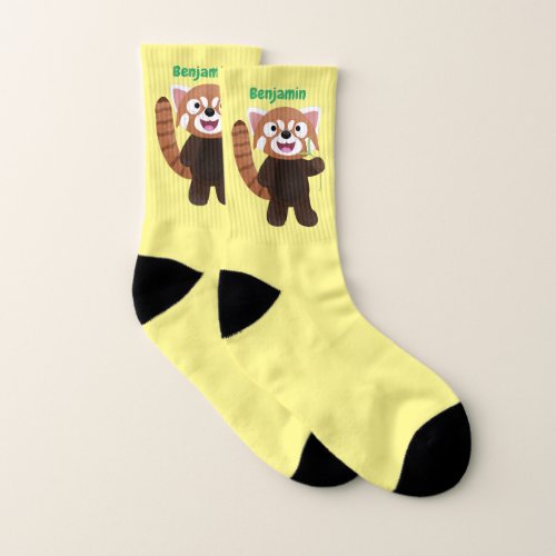 Cute red panda cartoon illustration socks