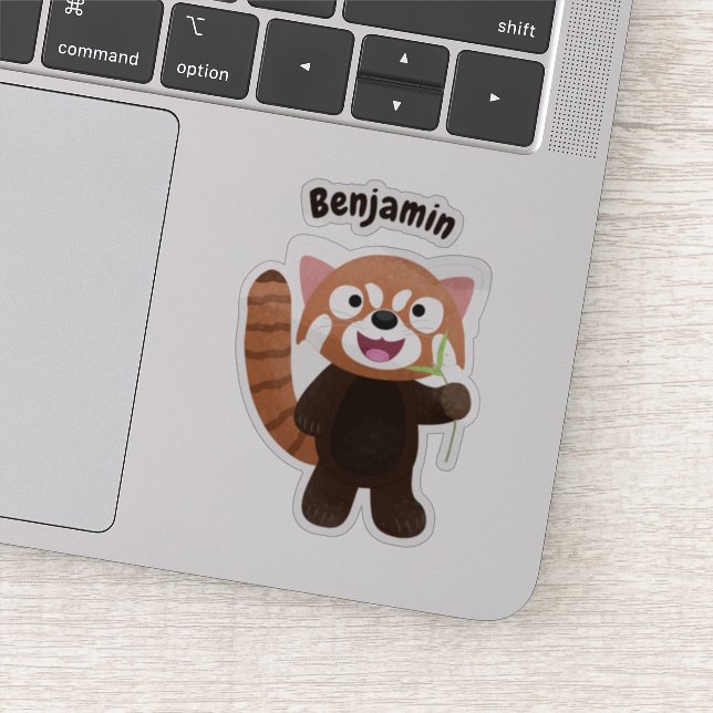Cute red panda cartoon illustration sticker (Detail)