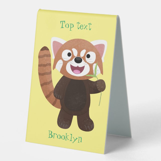 Cute red panda cartoon illustration table tent (Front)