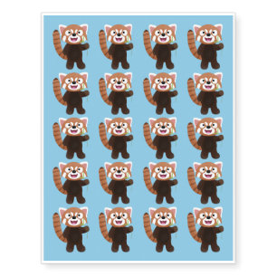 Cute red panda cartoon illustration temporary tattoos