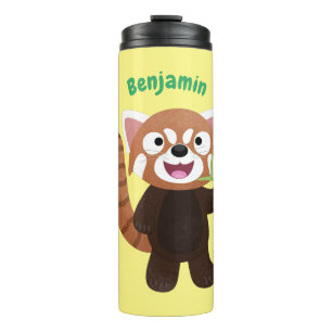 Cute red panda cartoon illustration thermal tumbler