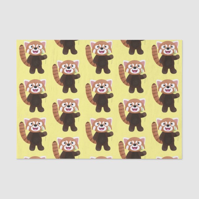 Cute red panda cartoon illustration tissue paper (Front)