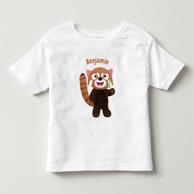 Cute red panda cartoon illustration toddler t-shirt (Front)
