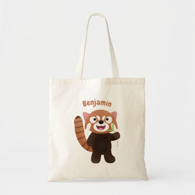 Cute red panda cartoon illustration tote bag (Front)