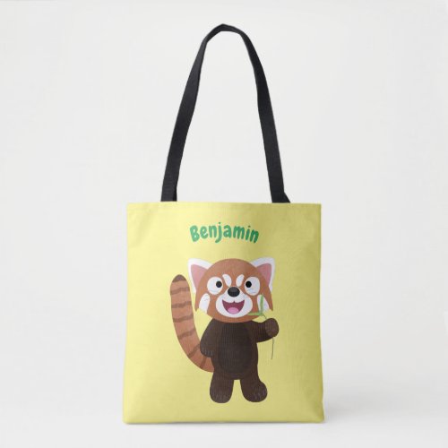 Cute red panda cartoon illustration tote bag