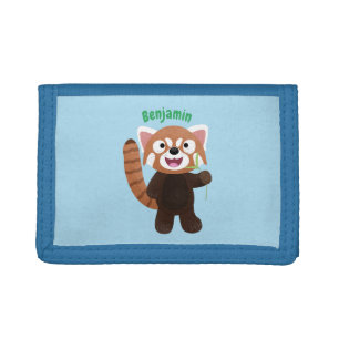 Cute red panda cartoon illustration tri-fold wallet