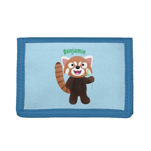 Cute red panda cartoon illustration trifold wallet