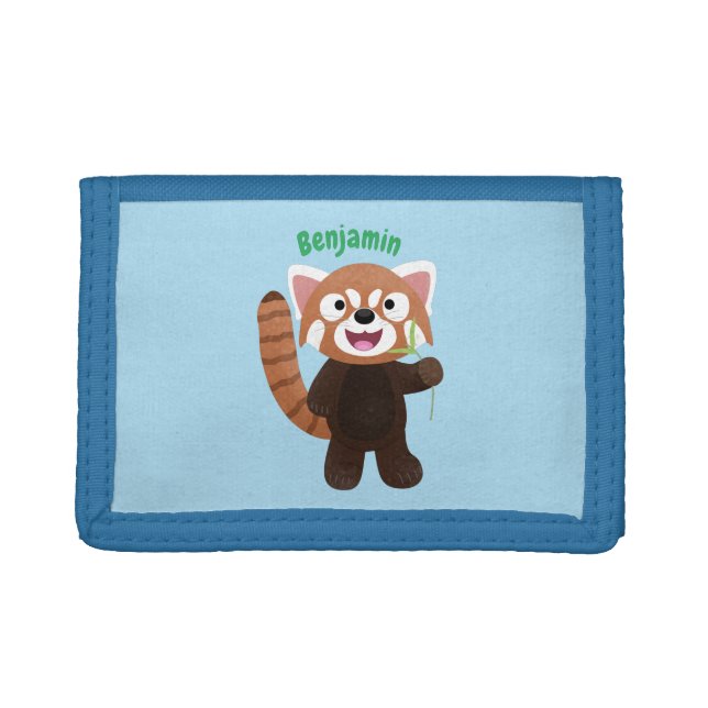 Cute red panda cartoon illustration trifold wallet (Front)