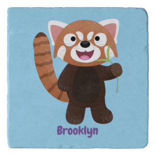 Cute red panda cartoon illustration trivet
