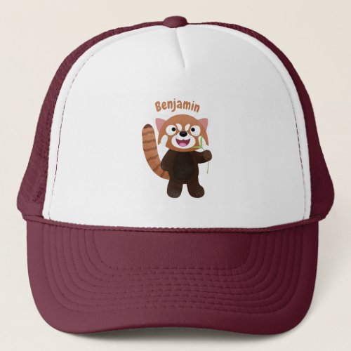 Cute red panda cartoon illustration trucker hat