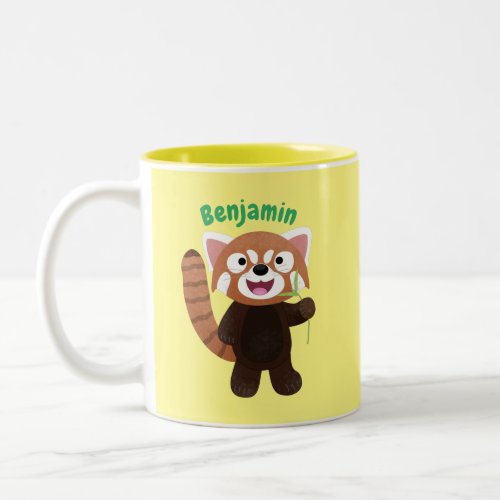 Cute red panda cartoon illustration Two_Tone coffee mug