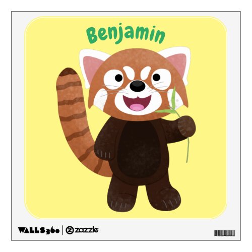 Cute red panda cartoon illustration wall decal