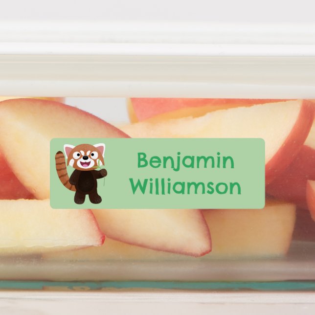 Cute red panda cartoon personalized labels (Affixed)