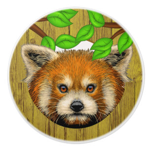 Cute Red Panda Ceramic Knobs