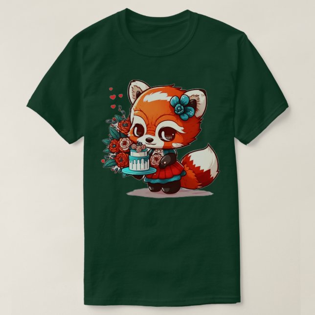 cute red panda chibi in a dress T-Shirt (Design Front)