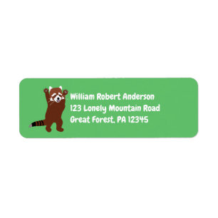 Cute Red Panda Green Return Address Label