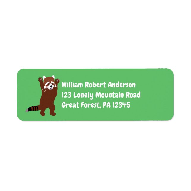 Cute Red Panda Green Return Address Label (Front)