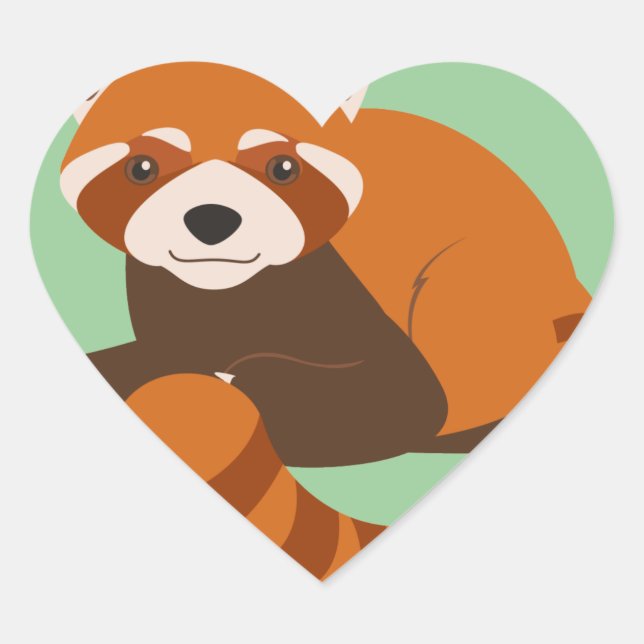 Cute Red Panda Heart Sticker (Front)