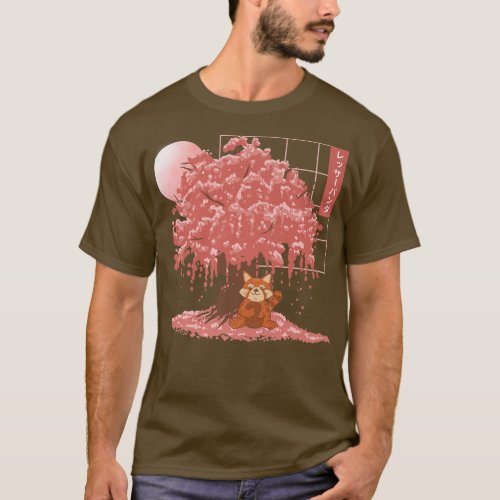 Cute Red Panda Japanese Cherry Blossom Red Panda  T_Shirt