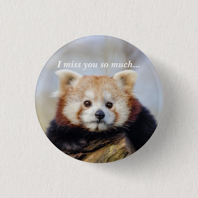 Cute Red Panda Miss You So Much  Button (Front)
