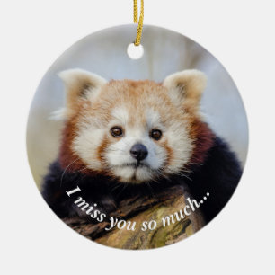 Cute Red Panda Miss You So Much  Ceramic Ornament