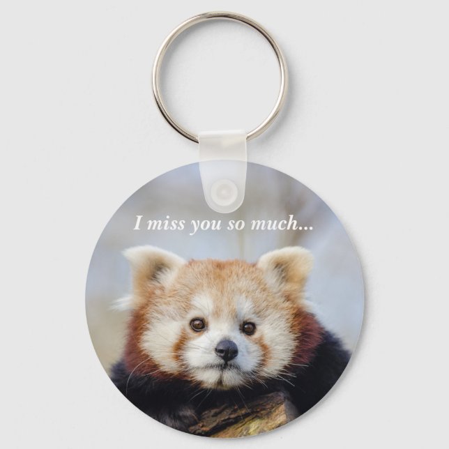 Cute Red Panda Miss You So Much  Keychain (Front)
