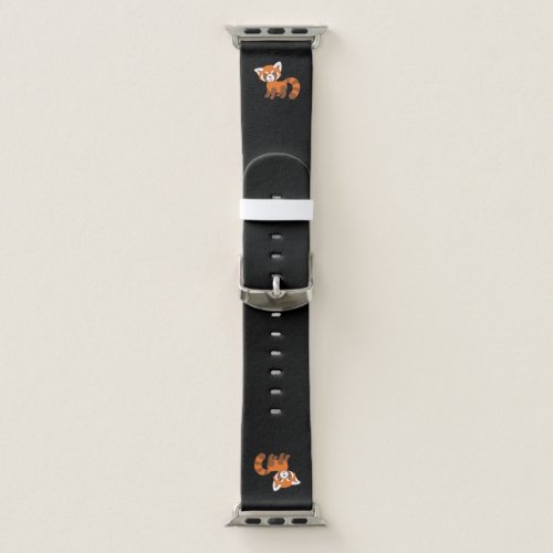 Cute Red Panda on Black Apple Watch Band