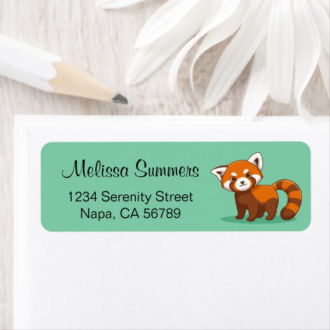 Cute Red Panda on Green Label (Insitu)