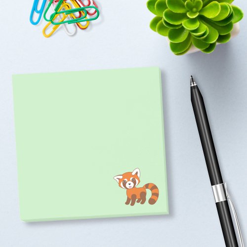 Cute Red Panda on Green Post_it Notes