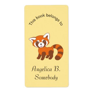 Cute Red Panda on Yellow Bookplate